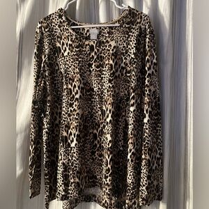 Chicos Leopard long sleeve tshirt XL